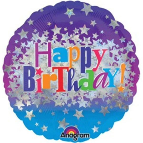 Loftus International 18 in. Birthday Bright Stars Holographic Balloon A2-4482